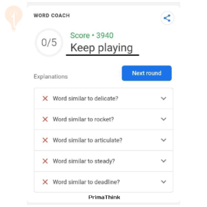 google word coach score